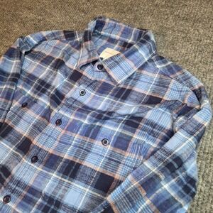 American Eagle Outfitters Plaid Flannel Shirt Long Sleeve Blue Pink Mens Small
